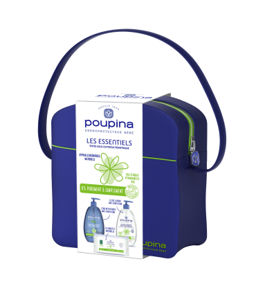 Poupina Trousse de naissance des 1er soins bébé. Lingette, gel lavant, eau nettoyante